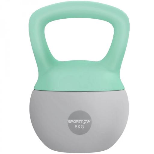 Pesa Rusa 8 kg Kettlebell Relleno de Arena Metálica Mango Antideslizante para Casa 19x19x28 cm Verde y Gris [9]