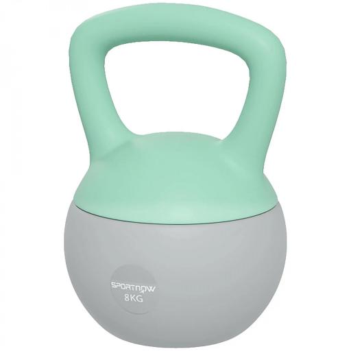Pesa Rusa 8 kg Kettlebell Relleno de Arena Metálica Mango Antideslizante para Casa 19x19x28 cm Verde y Gris [8]