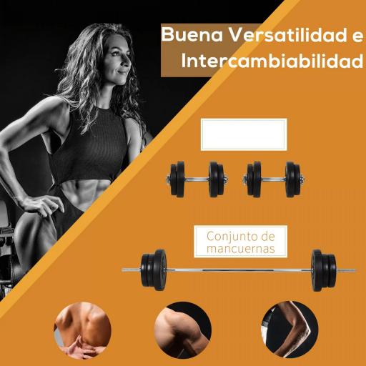 Juego de Pesas de 55 kg con Mancuernas y Barra Pesos Ajustables 2 en 1 con Discos Barra de 170 cm para Culturismo Entrenamiento Fitness en Hogar Gimnasio Negro [4]