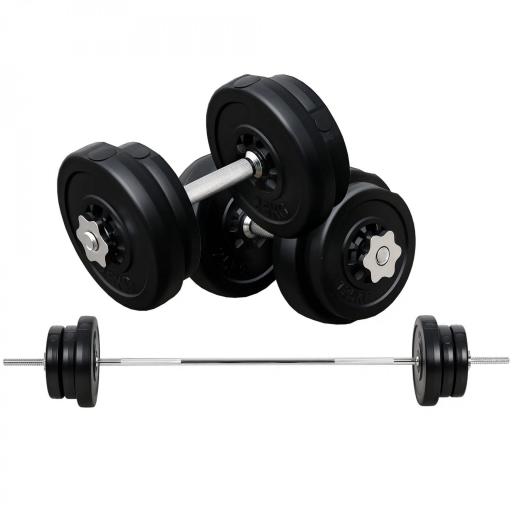 Juego de Pesas de 55 kg con Mancuernas y Barra Pesos Ajustables 2 en 1 con Discos Barra de 170 cm para Culturismo Entrenamiento Fitness en Hogar Gimnasio Negro [8]
