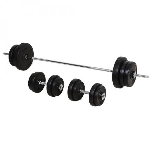 Juego de Pesas de 55 kg con Mancuernas y Barra Pesos Ajustables 2 en 1 con Discos Barra de 170 cm para Culturismo Entrenamiento Fitness en Hogar Gimnasio Negro [9]