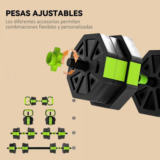 Juego de Mancuernas Ajustables 20 kg 4 en 1 como Kettlebell Barra Mancuernas Soporte para Flexiones para Gimnasio Casa [5]