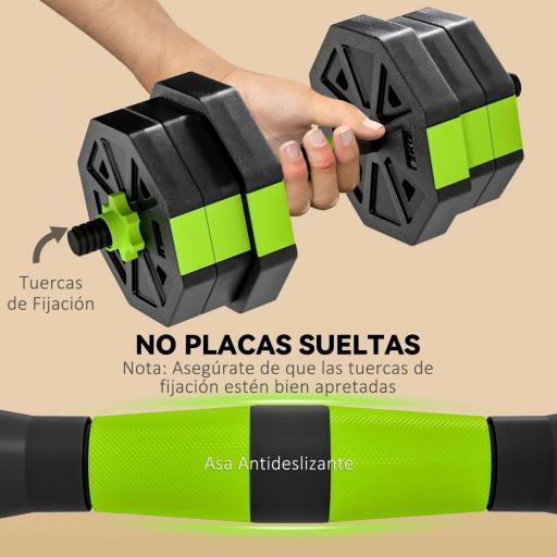 Juego de Mancuernas Ajustables 20 kg 4 en 1 como Kettlebell Barra Mancuernas Soporte para Flexiones para Gimnasio Casa [4]