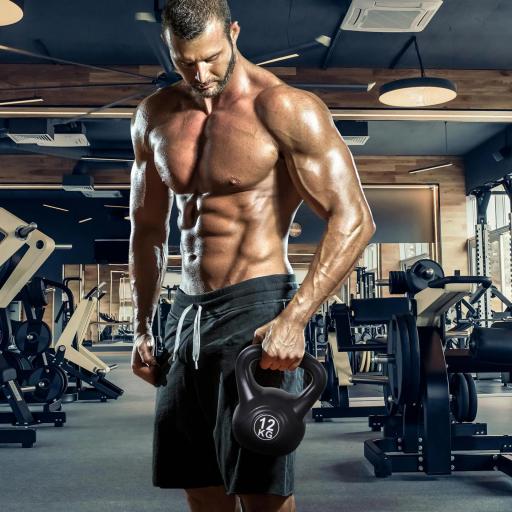 Pesa Rusa de 12 kg Kettlebell Relleno de Arena con Mango Ancho Antideslizante para Entrenamiento 27x21x31 cm Negro