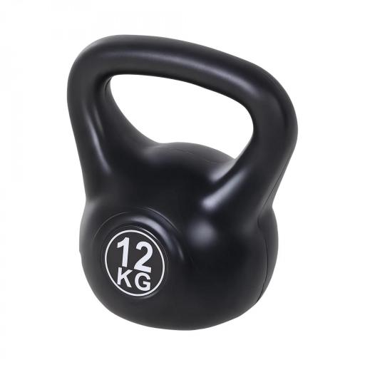 Pesa Rusa de 12 kg Kettlebell Relleno de Arena con Mango Ancho Antideslizante para Entrenamiento 27x21x31 cm Negro [8]
