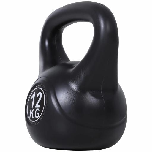 Pesa Rusa de 12 kg Kettlebell Relleno de Arena con Mango Ancho Antideslizante para Entrenamiento 27x21x31 cm Negro [9]