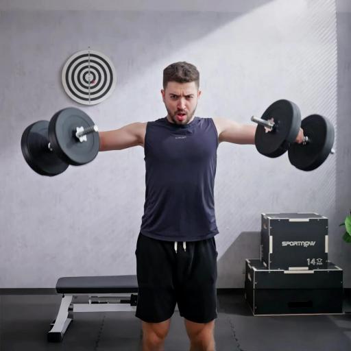 Juego de Mancuernas Ajustables con Barra de Conexión de Acero y Discos Desmontables 8x5 kg 4x1,5 kg Total 50 kg Negro [6]