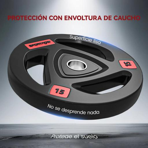 Juego de 2 Discos de Pesas Olímpicos de 15 kg Agujero 50 mm de Hierro Fundido para Entrenamiento de Fuerza Negro [4]