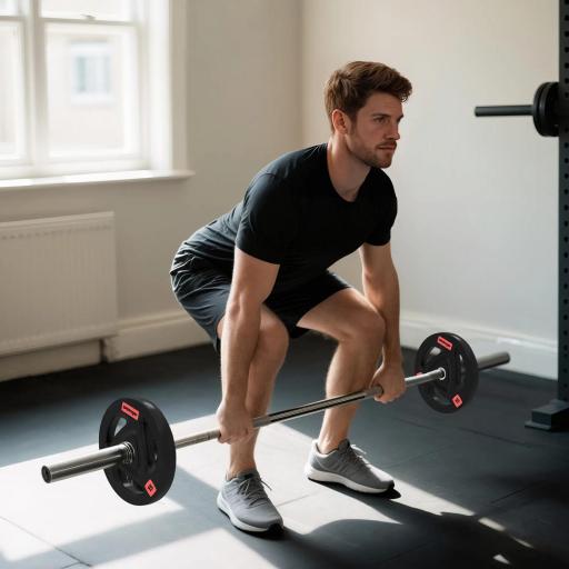 Juego de 2 Discos de Pesas Olímpicos de 15 kg Agujero 50 mm de Hierro Fundido para Entrenamiento de Fuerza Negro [6]