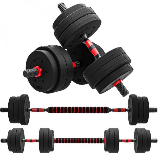 Juego de Mancuernas de 25 kg 2 en 1 de Dumbbell con Barras Conexión y Barra de Extensión Entrenamiento de Fuerza y Levantamiento de Pesas Negro [8]