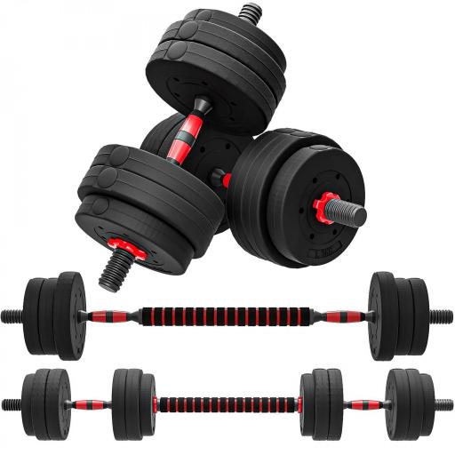 Juego de Mancuernas de 25 kg 2 en 1 de Dumbbell con Barras Conexión y Barra de Extensión Entrenamiento de Fuerza y Levantamiento de Pesas Negro [9]