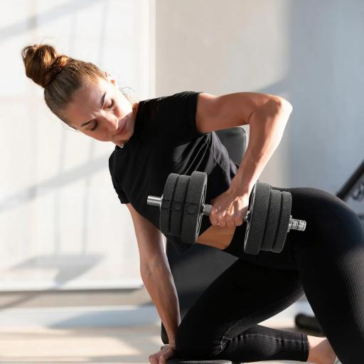 Juego de Mancuernas Ajustables de 25kg con Discos de 2,5/1,5/1,25kg y Barras de 2kg para Gimnasio en Casa [5]