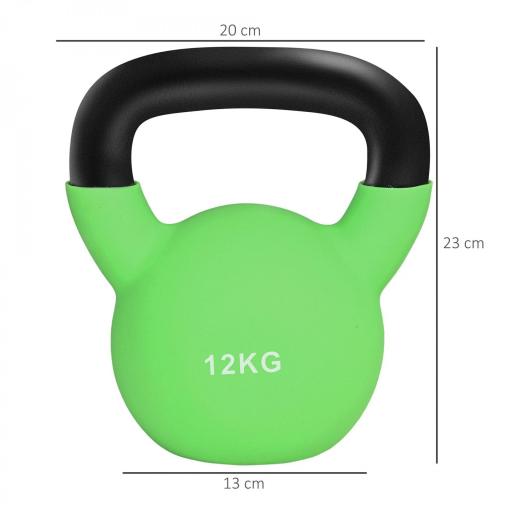 Pesa Rusa de 12 kg de Hierro Fundido con Revestimiento de Neopreno para Entrenamiento de Fuerza 20x13x23 cm Verde [1]