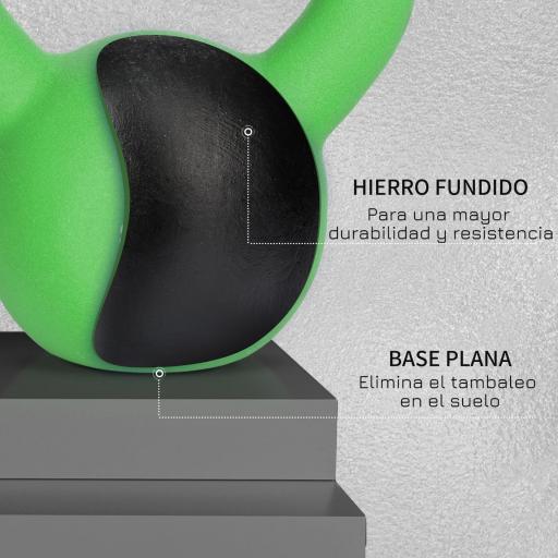 Pesa Rusa de 12 kg de Hierro Fundido con Revestimiento de Neopreno para Entrenamiento de Fuerza 20x13x23 cm Verde [4]