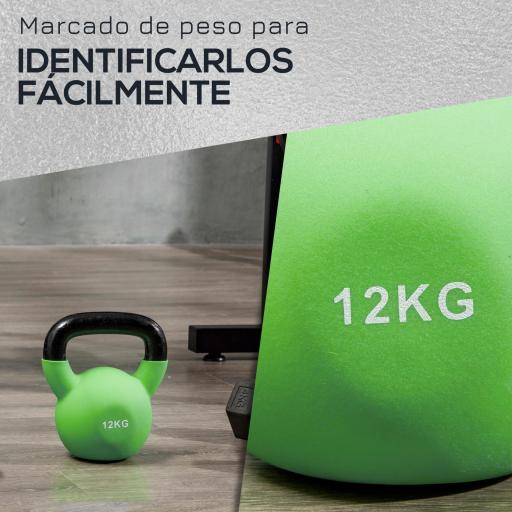 Pesa Rusa de 12 kg de Hierro Fundido con Revestimiento de Neopreno para Entrenamiento de Fuerza 20x13x23 cm Verde [2]