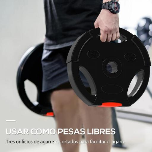 Juego de Discos Pesas de 4 Piezas 2x5 kg 2x7,5 kg con Orificios de 2,5 cm para Entrenamiento Fitness en Hogar Negro [4]