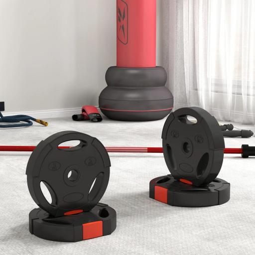 Juego de Discos Pesas de 4 Piezas 2x5 kg 2x7,5 kg con Orificios de 2,5 cm para Entrenamiento Fitness en Hogar Negro [3]