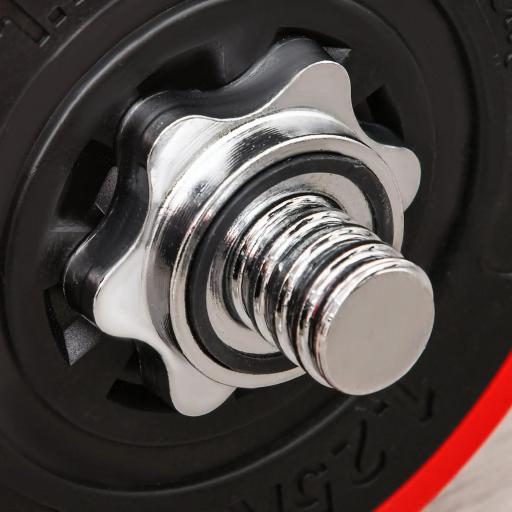 Juego de Mancuernas 30 kg Ajustables 2 en 1 con 12 Discos 2 Barras y Biela Ajustable para Entrenamiento de Fuerza Levantamiento de Pesas Hogar Gimnasio Oficina Negro y Rojo [6]