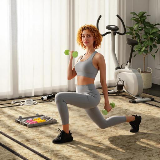 Juego de 6 Mancuernas Hexagonales de 1,5kg 1kg y 0,5kg con Revestimiento de Neopreno con Maletín 43x18x7,5 cm Multicolor