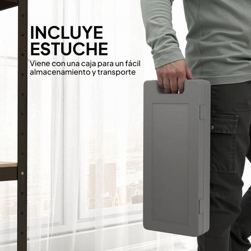 Juego de 6 Mancuernas Hexagonales de 1,5kg 1kg y 0,5kg con Revestimiento de Neopreno con Maletín 43x18x7,5 cm Multicolor [4]