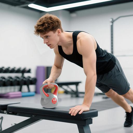 Pesa Rusa 14 kg Revestimiento de PU y Relleno de Arena para Entrenamiento de Fuerza 26x18x32 cm Rojo y Gris [6]