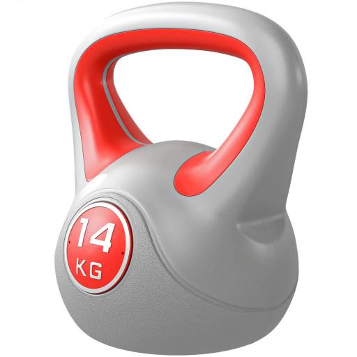Pesa Rusa 14 kg Revestimiento de PU y Relleno de Arena para Entrenamiento de Fuerza 26x18x32 cm Rojo y Gris [8]