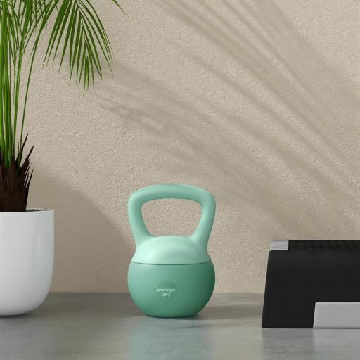 Pesa Rusa 8 kg Kettlebell Relleno de Arena Metálica y Mango Antideslizante para Entrenamiento en Casa 19x19x28 cm Verde [5]