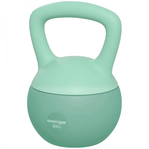 Pesa Rusa 8 kg Kettlebell Relleno de Arena Metálica y Mango Antideslizante para Entrenamiento en Casa 19x19x28 cm Verde [8]