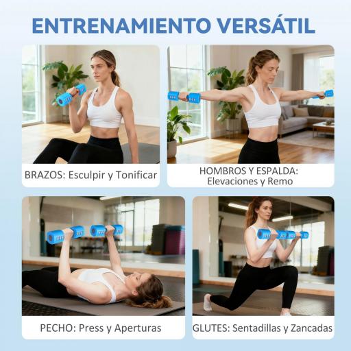 Juego de Mancuernas Ajustables 4 en 1 de 1/1,5/2/2,5 kg con Mangos Antideslizantes y Diseño Cuadrado para Casa Gimnasio [5]