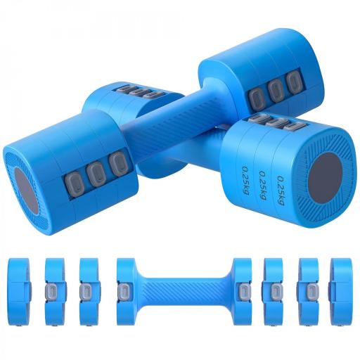 Juego de Mancuernas Ajustables 4 en 1 de 1/1,5/2/2,5 kg con Mangos Antideslizantes y Diseño Cuadrado para Casa Gimnasio [8]