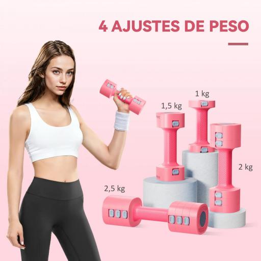 Juego de Mancuernas Ajustables 4 en 1 de 1/1,5/2/2,5 kg con Mangos Antideslizantes y Diseño Cuadrado para Casa Gimnasio [2]