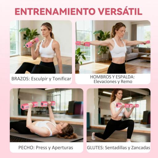 Juego de Mancuernas Ajustables 4 en 1 de 1/1,5/2/2,5 kg con Mangos Antideslizantes y Diseño Cuadrado para Casa Gimnasio [4]