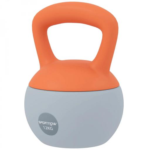 Pesa Rusa 12 kg Kettlebell Relleno de Arena Metálica Mango Antideslizante para Casa 21x21x30 cm Naranja y Gris [9]