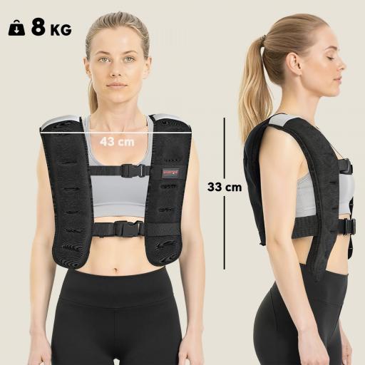 Chaleco Lastrado 8 kg Transpirable con Correas Ajustables y Bandas Reflectantes para Entrenamiento Fuerza Jogging Negro [1]