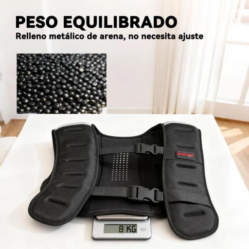 Chaleco Lastrado 8 kg Transpirable con Correas Ajustables y Bandas Reflectantes para Entrenamiento Fuerza Jogging Negro [4]