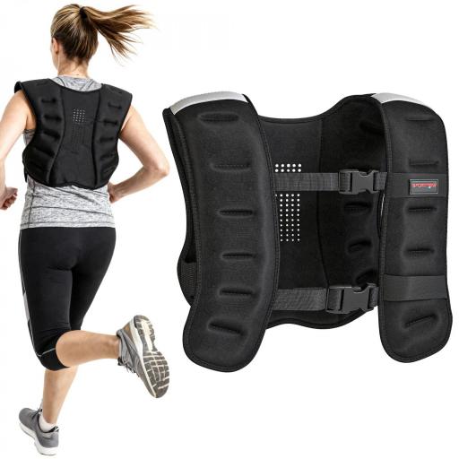 Chaleco Lastrado 8 kg Transpirable con Correas Ajustables y Bandas Reflectantes para Entrenamiento Fuerza Jogging Negro [8]