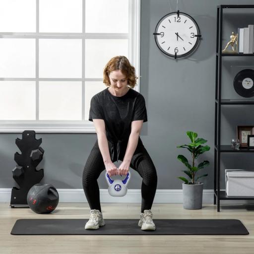 Pesa Rusa 6 kg Revestimiento de PU y Relleno de Arena para Entrenamiento de Fuerza 20x13x22 cm Violeta y Gris