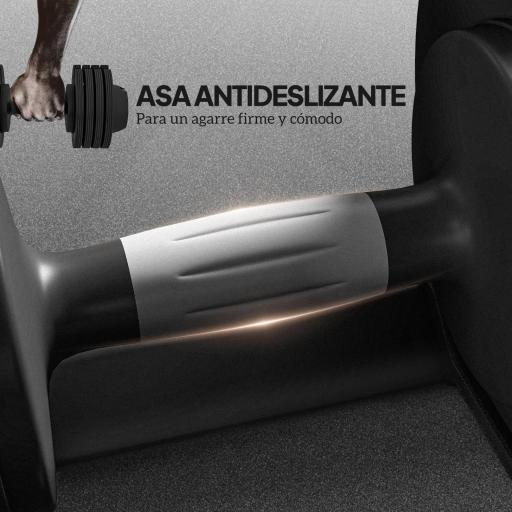 Mancuerna Ajustable 4 en 1 20 kg Ajuste Rápido de Peso con Base de Almacenaje Mango Antideslizante para Gimnasio en Casa [2]