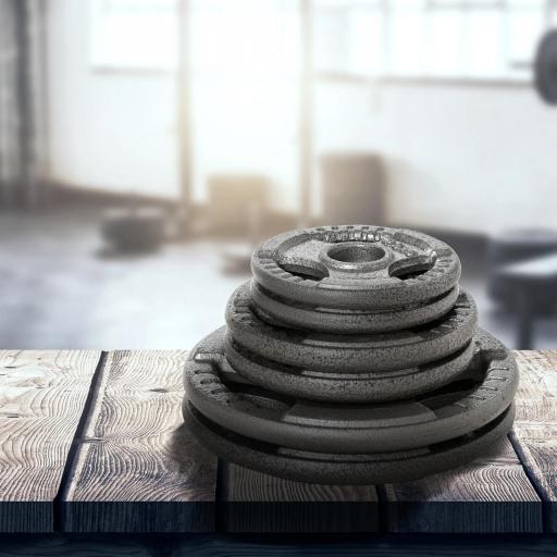 Juego de 6 Discos de Pesas de Acero Total de 35 kg 2x10 kg 2x5 kg 2x2,5 kg Discos Olímpicos con Orificio Central de Ø54 mm para Entrenamiento en Casa Gimnasio Plata