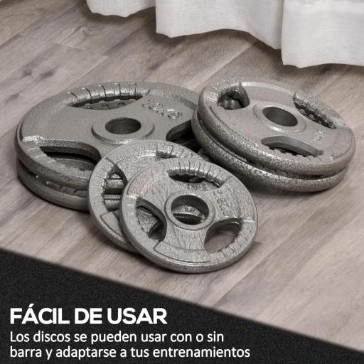 Juego de 6 Discos de Pesas de Acero Total de 35 kg 2x10 kg 2x5 kg 2x2,5 kg Discos Olímpicos con Orificio Central de Ø54 mm para Entrenamiento en Casa Gimnasio Plata [4]