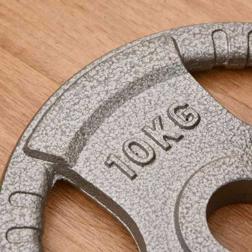 Juego de 6 Discos de Pesas de Acero Total de 35 kg 2x10 kg 2x5 kg 2x2,5 kg Discos Olímpicos con Orificio Central de Ø54 mm para Entrenamiento en Casa Gimnasio Plata [6]