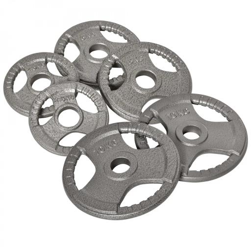 Juego de 6 Discos de Pesas de Acero Total de 35 kg 2x10 kg 2x5 kg 2x2,5 kg Discos Olímpicos con Orificio Central de Ø54 mm para Entrenamiento en Casa Gimnasio Plata [8]