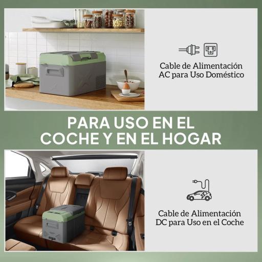 Nevera Portátil Eléctrica 17,4L Refrigerador de Coche 12V-220V -20℃ a +20 ℃ con Pantalla Luz LED 61x34x32,4 cm Gris [2]