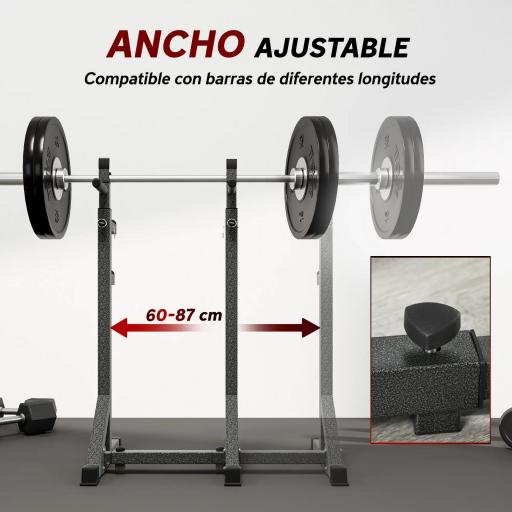 Banco de Musculación Multifuncional Banco de Pesas con Respaldo Inclinable y Soporte de Barras Altura Ajustable para Entrenamiento Cuerpo Completo Ginmasio Carga 300 kg 187x140x117-136 cm Negro [5]