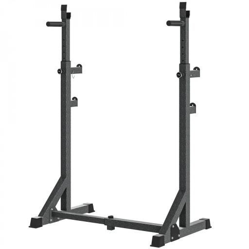 Banco de Musculación Multifuncional Banco de Pesas con Respaldo Inclinable y Soporte de Barras Altura Ajustable para Entrenamiento Cuerpo Completo Ginmasio Carga 300 kg 187x140x117-136 cm Negro [8]