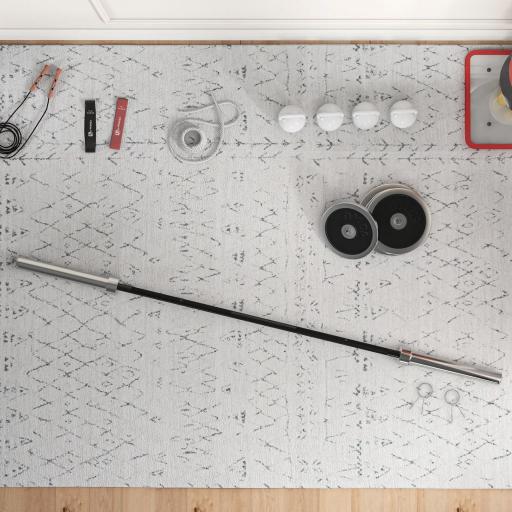 Barra de Pesas de Acero 180 cm Ø50 mm con 2 Presillas Carga 200 kg para los Discos de Ø5 cm Entrenamiento en Casa Negro [8]