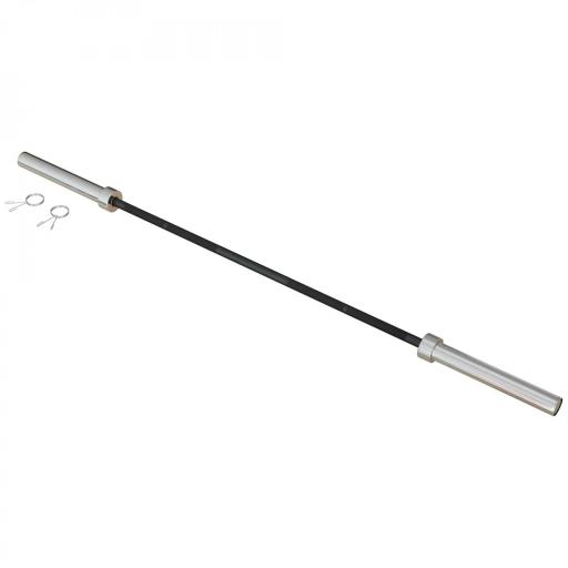 Barra de Pesas de Acero 180 cm Ø50 mm con 2 Presillas Carga 200 kg para los Discos de Ø5 cm Entrenamiento en Casa Negro [7]