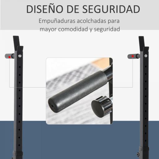 Soporte para Pesas Estante Soporte Barra Pesas Ajustable para Ejercicios Sentadillas en Hogar y Oficina Carga 150 kg de Acero Altura Regulable de 121-171 cm Negro y Rojo [5]