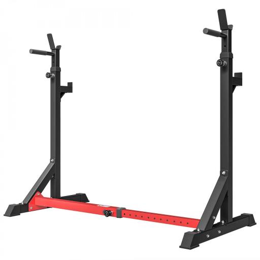 Soporte para Pesas Estante Soporte Barra Pesas Ajustable para Ejercicios Sentadillas en Hogar y Oficina Carga 150 kg de Acero Altura Regulable de 121-171 cm Negro y Rojo [8]