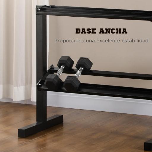 Estante para Mancuernas de 2 Niveles Soporte de Almacenamiento para Mancuernas Acero Carga 270 kg 94x52,5x82 cm Negro [2]